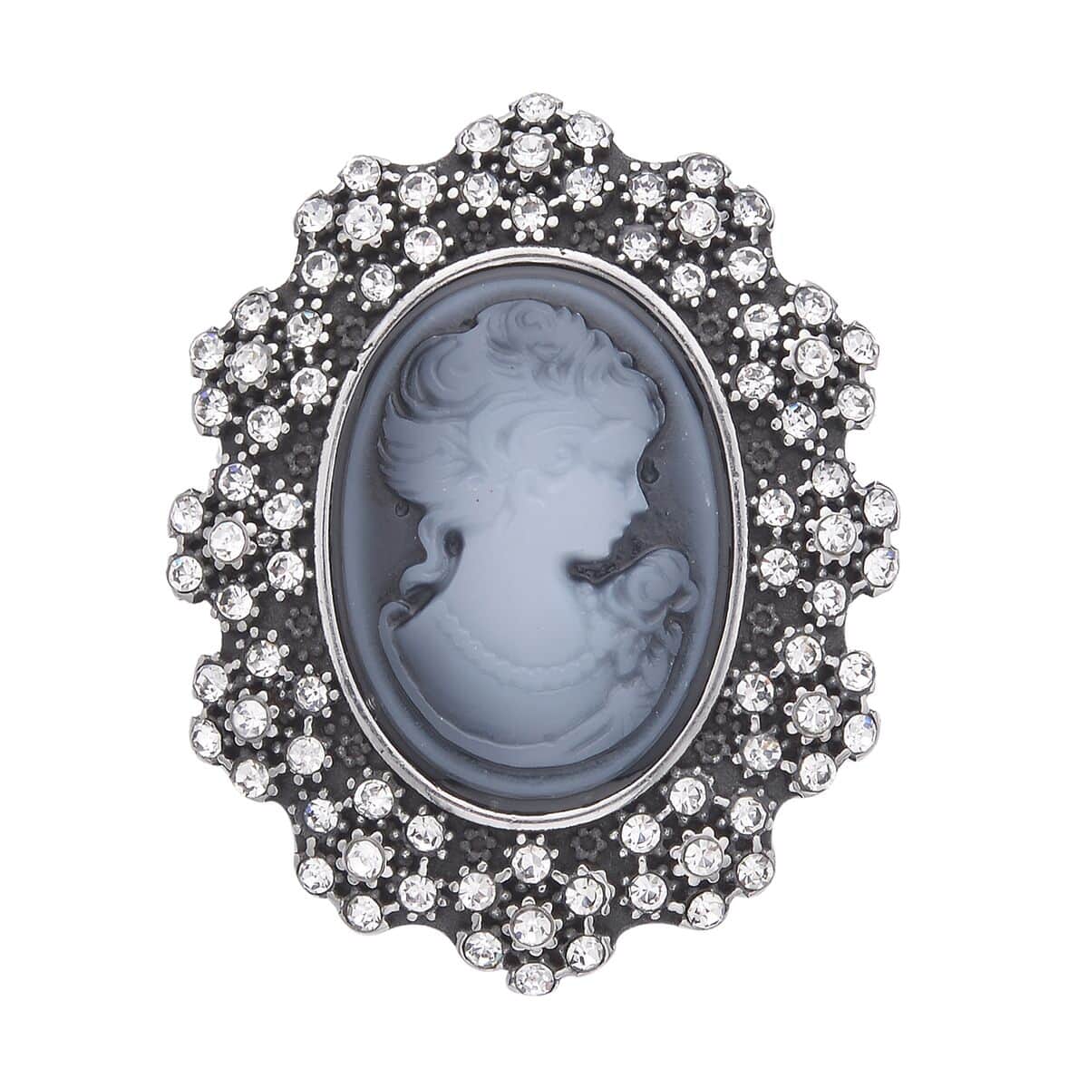 White Austrian Crystal, Chroma Brooch in Stainless Steel image number 0