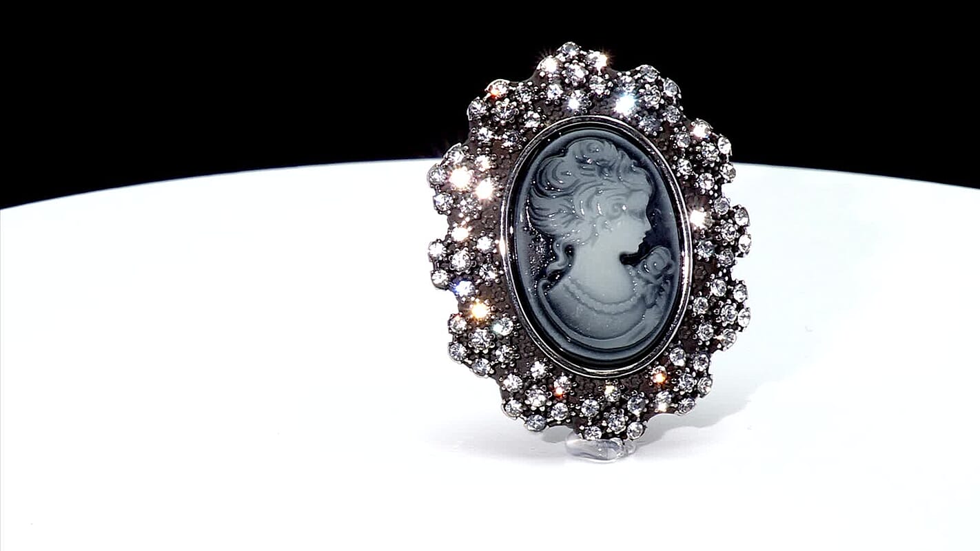 White Austrian Crystal, Chroma Brooch in Stainless Steel