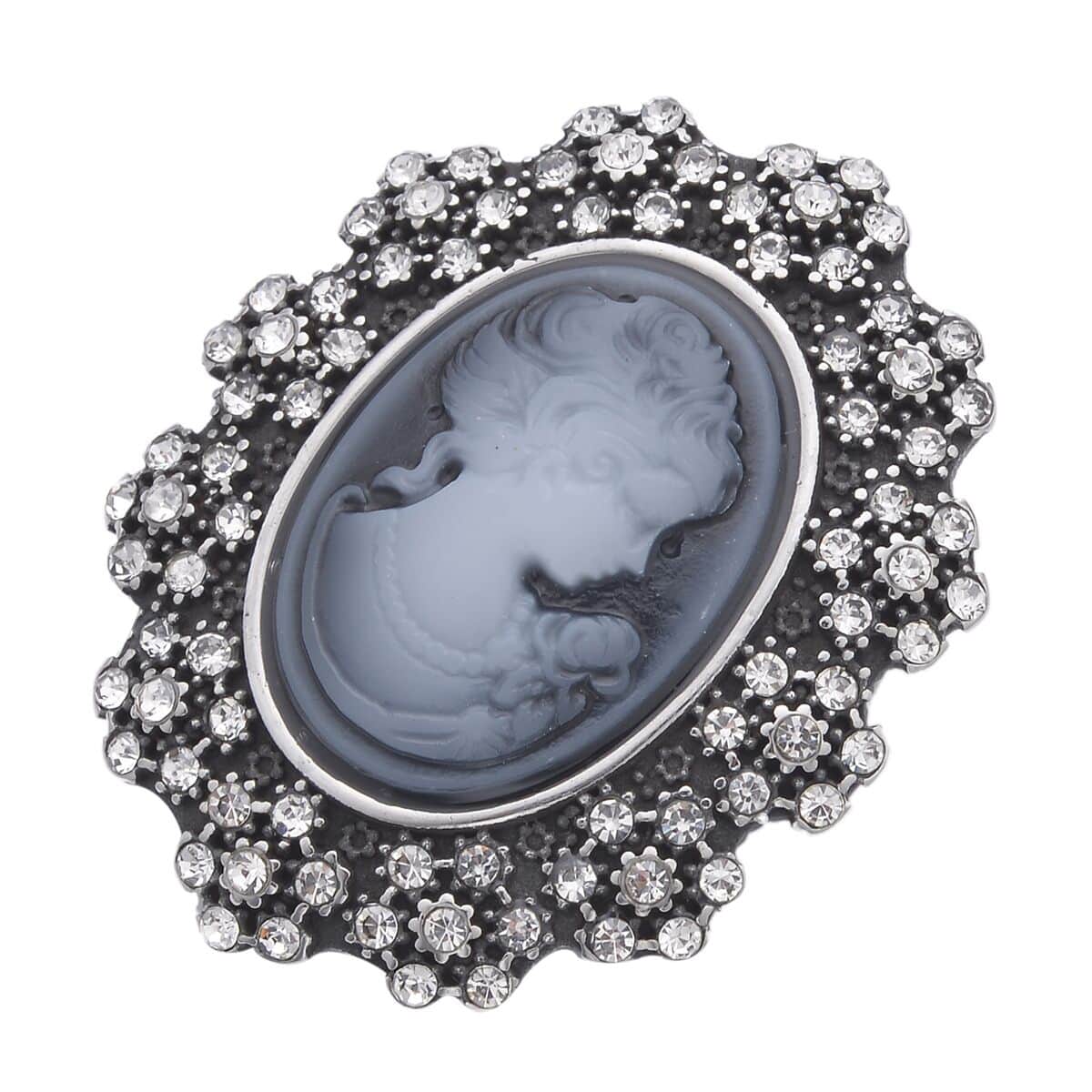 White Austrian Crystal, Chroma Brooch in Stainless Steel image number 2