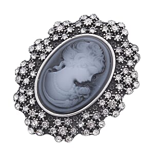 White Austrian Crystal, Chroma Brooch in Stainless Steel