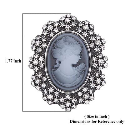 White Austrian Crystal, Chroma Brooch in Stainless Steel