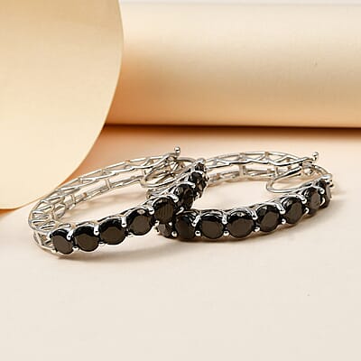 Elite Shungite Hoop Earrings in Platinum Over Sterling Silver 5.25 ctw