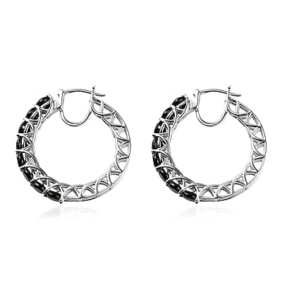Elite Shungite Hoop Earrings in Platinum Over Sterling Silver 5.25 ctw