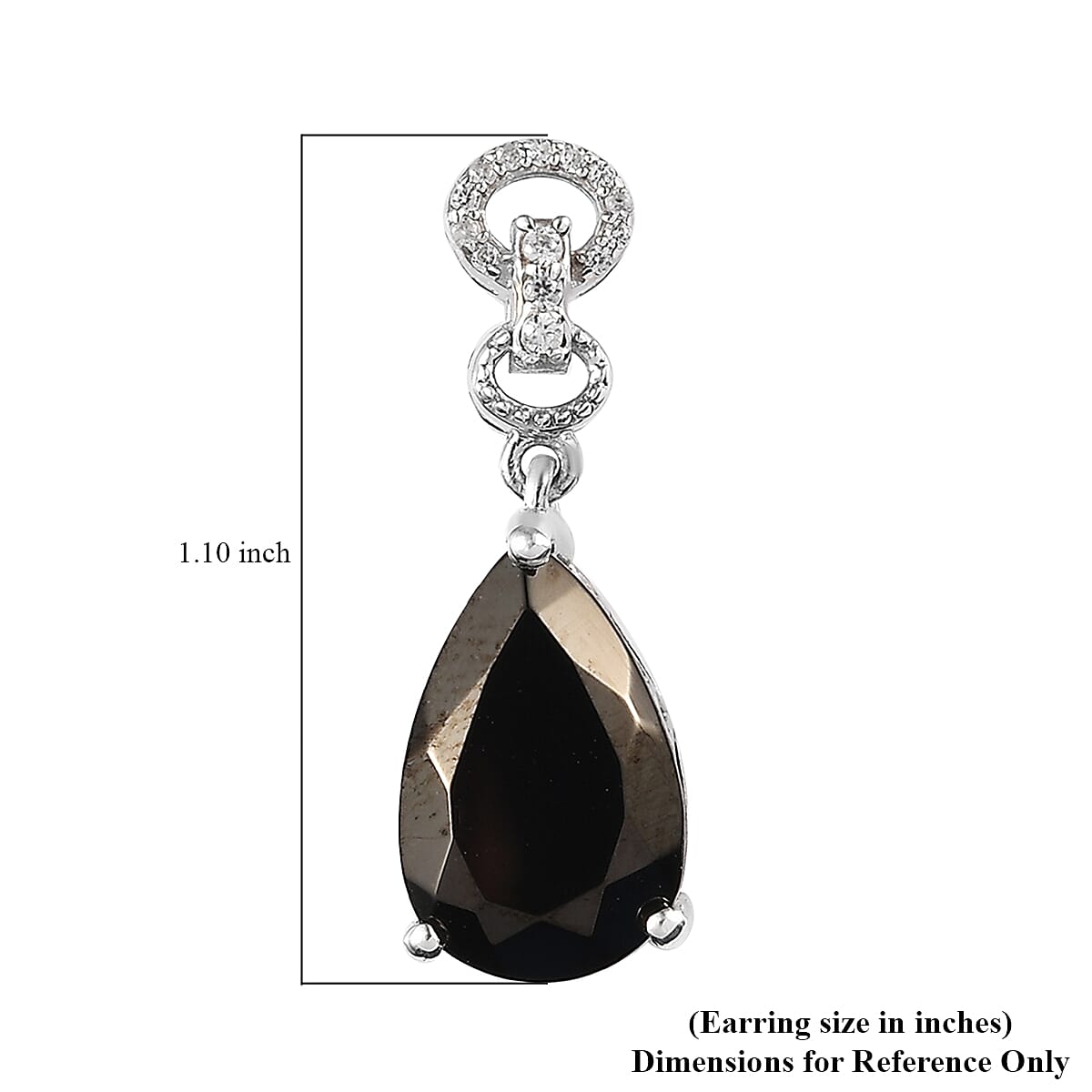 Elite Shungite and White Zircon Dangling Earrings in Platinum Over Sterling Silver 4.85 ctw