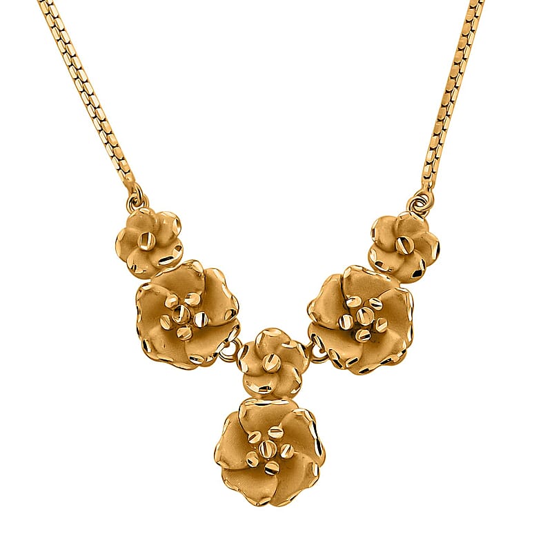 22K Yellow Gold Floral Necklace 20 Inches 9.95 Grams