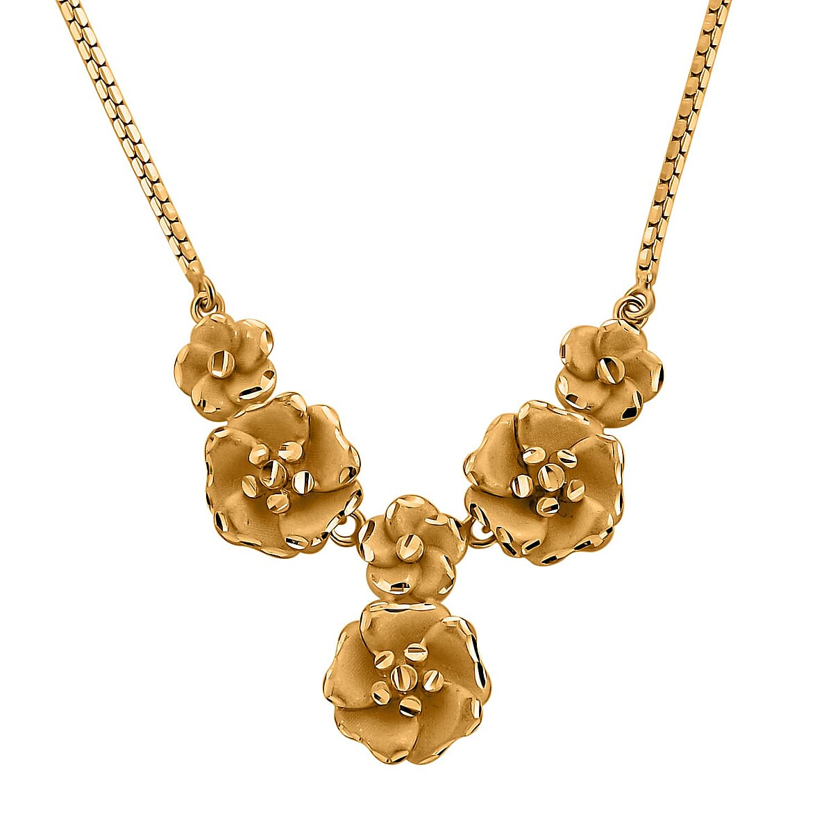 22K Yellow Gold Floral Necklace 20 Inches 9.95 Grams image number 0