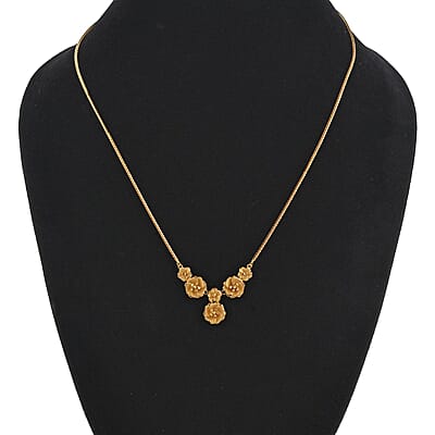 22K Yellow Gold Floral Necklace 20 Inches 9.95 Grams