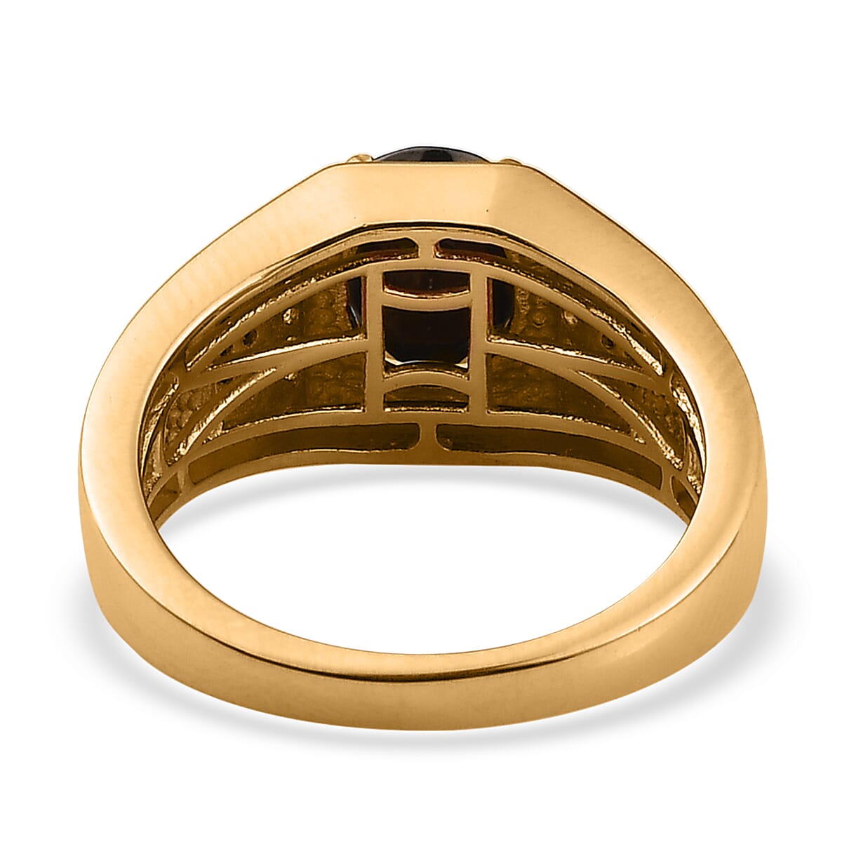 Elite Shungite and Multi Gemstone Men's Ring in Vermeil Yellow Gold Over Sterling Silver (Size 10.0) 1.90 ctw