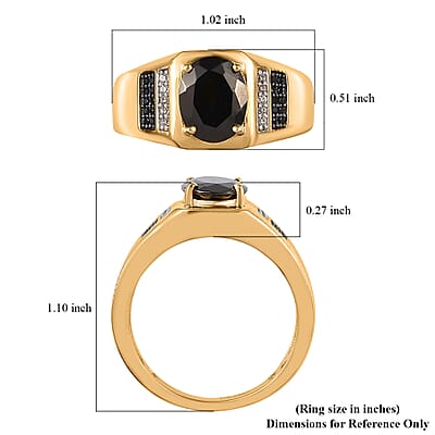 Elite Shungite and Multi Gemstone Men's Ring in Vermeil Yellow Gold Over Sterling Silver (Size 10.0) 1.90 ctw