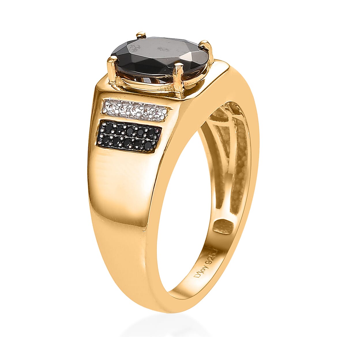 Elite Shungite and Multi Gemstone Men's Ring in Vermeil Yellow Gold Over Sterling Silver (Size 12.0) 1.90 ctw image number 3