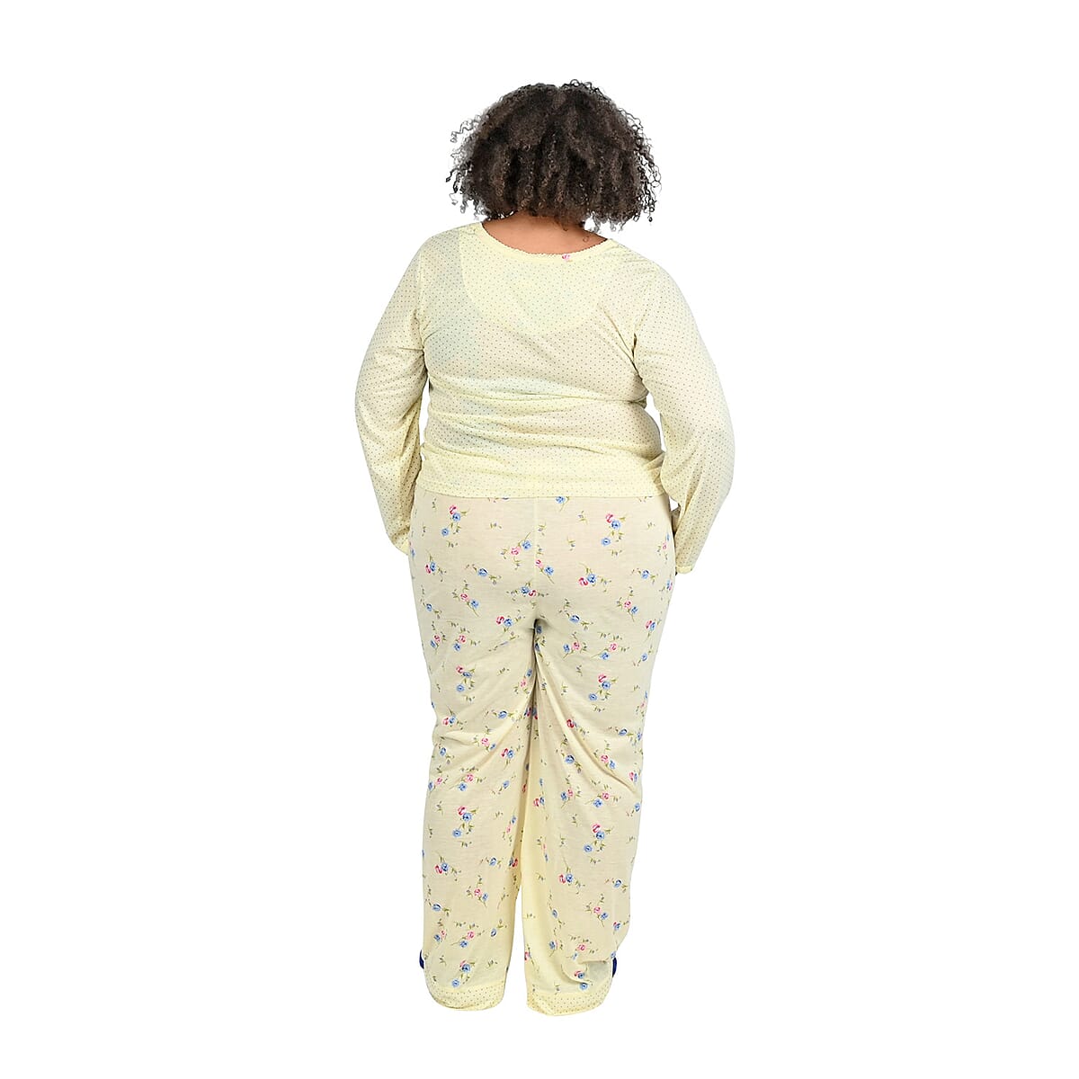 AMANDA PAIGE Yellow Floral Knit Pajama Set - 1X image number 1