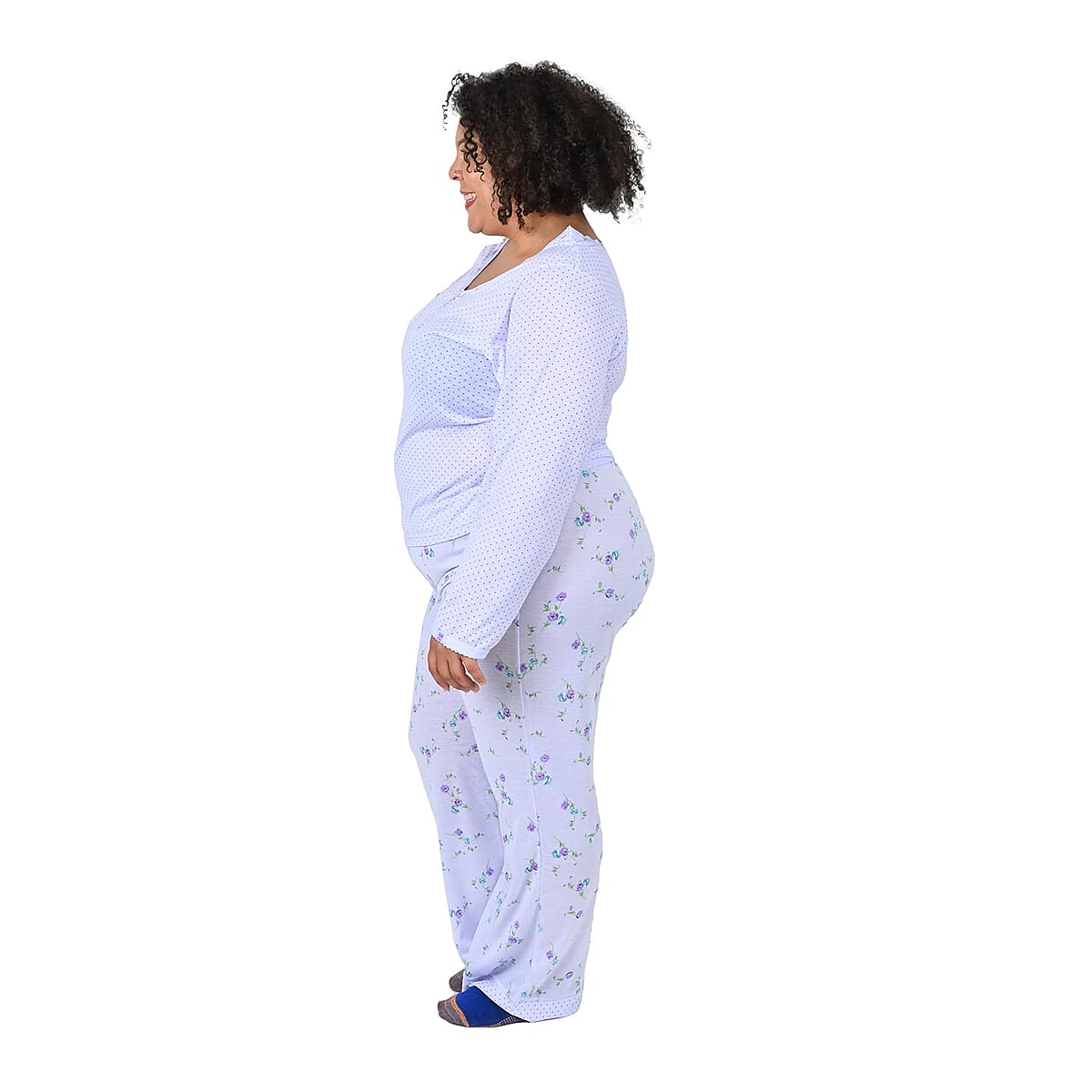 AMANDA PAIGE Yellow Floral Knit Pajama Set - 1X image number 2