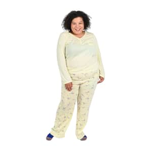 AMANDA PAIGE Yellow Floral Knit Pajama Set - 1X