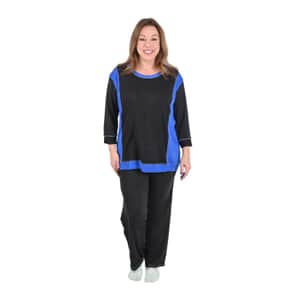 AMANDA PAIGE Blue Color Block Knit Pajama Set - L