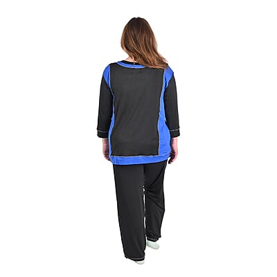 Amanda Paige Blue Color Block Knit Pajama Set - L