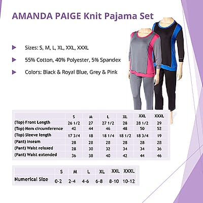Amanda Paige Blue Color Block Knit Pajama Set - L