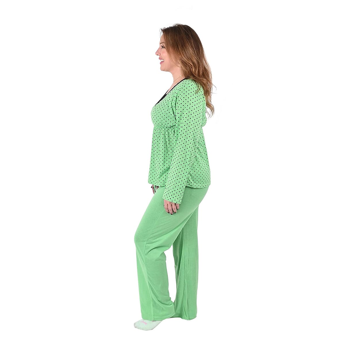 AMANDA PAIGE Green Polka Knit Pajama Set - L image number 2