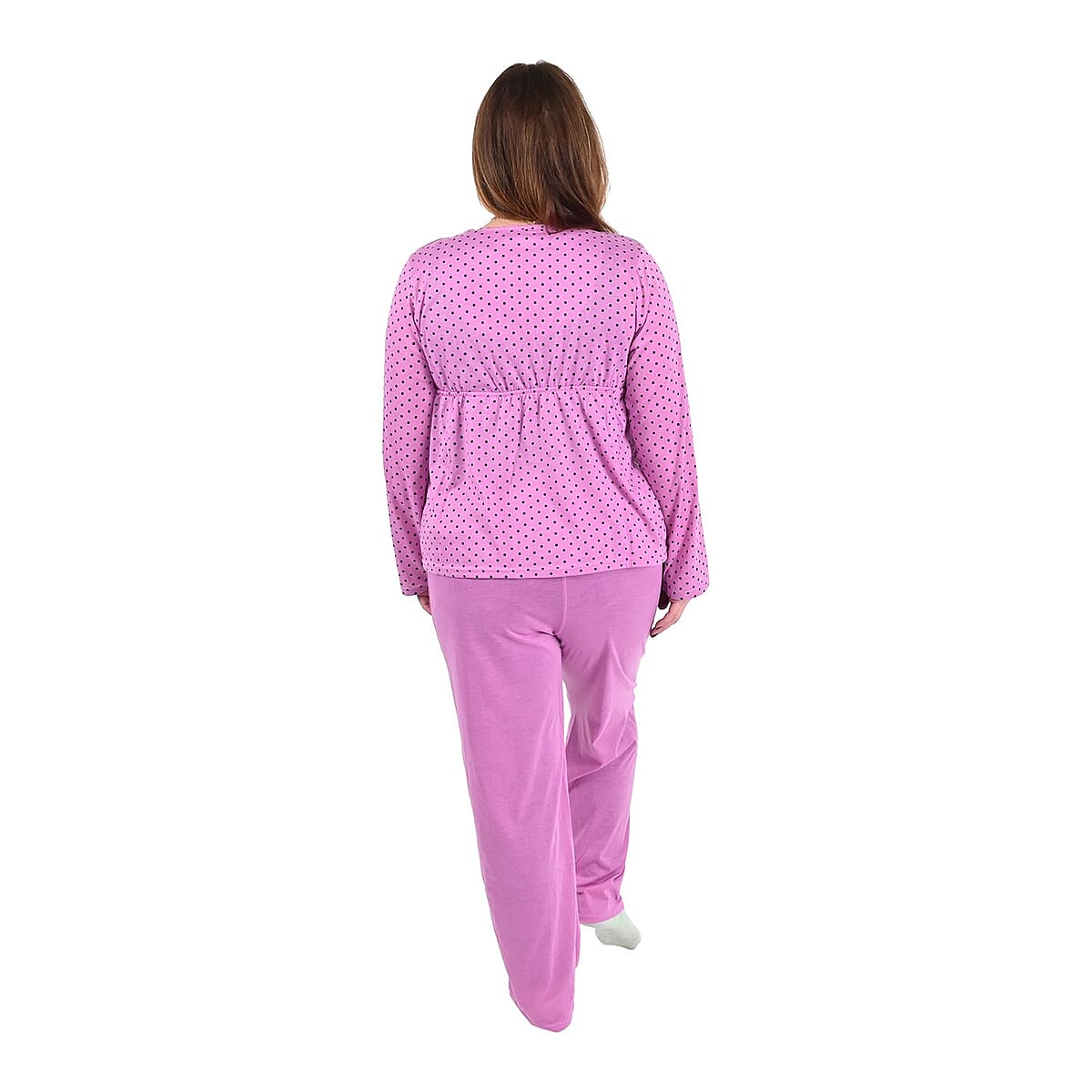 AMANDA PAIGE Fuchsia Polka Knit Pajama Set - L image number 1