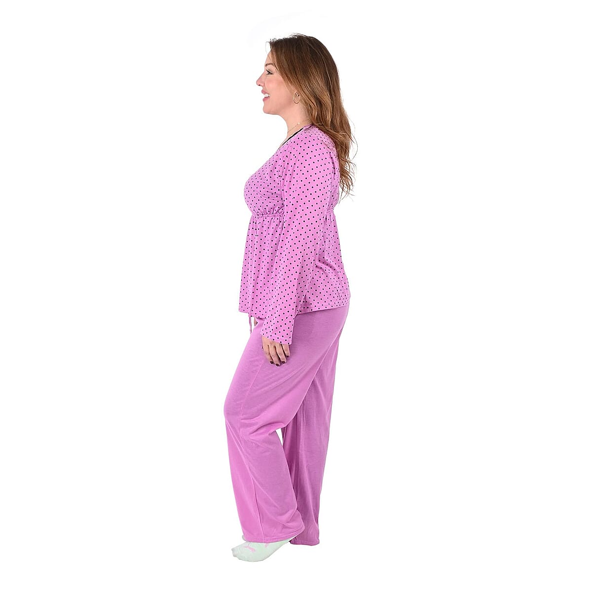 AMANDA PAIGE Fuchsia Polka Knit Pajama Set - L image number 2