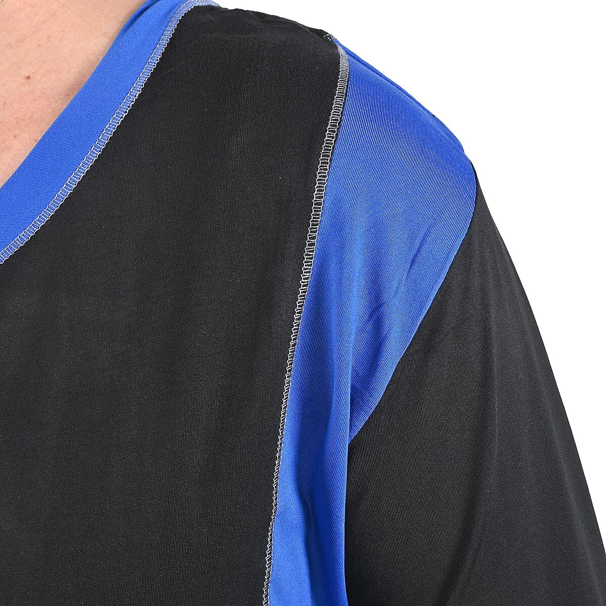 Amanda Paige Blue Color Block Knit Pajama Set - M image number 3