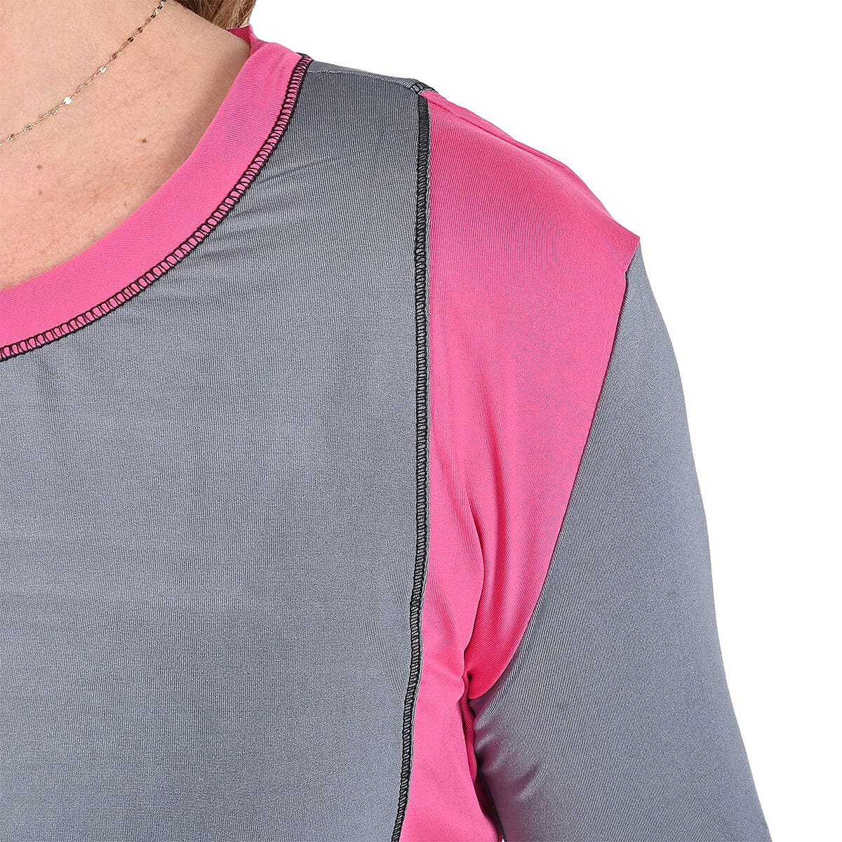 Amanda Paige Pink Color Block Knit Pajama Set - 3X image number 3