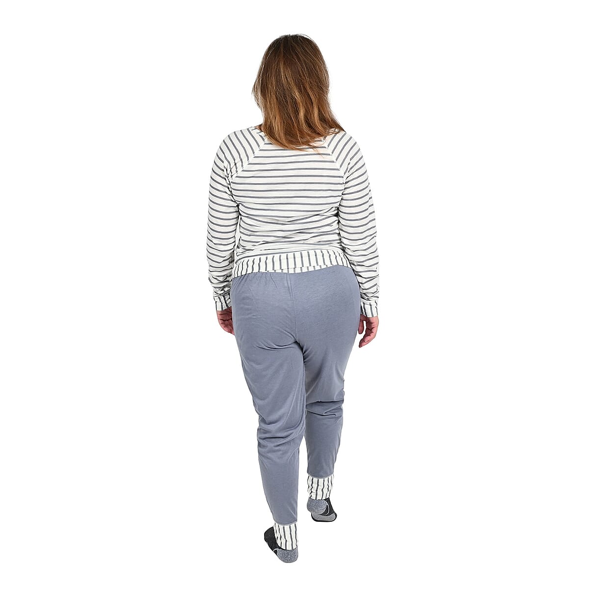 AMANDA PAIGE Grey Striped Pajama Set - L image number 1