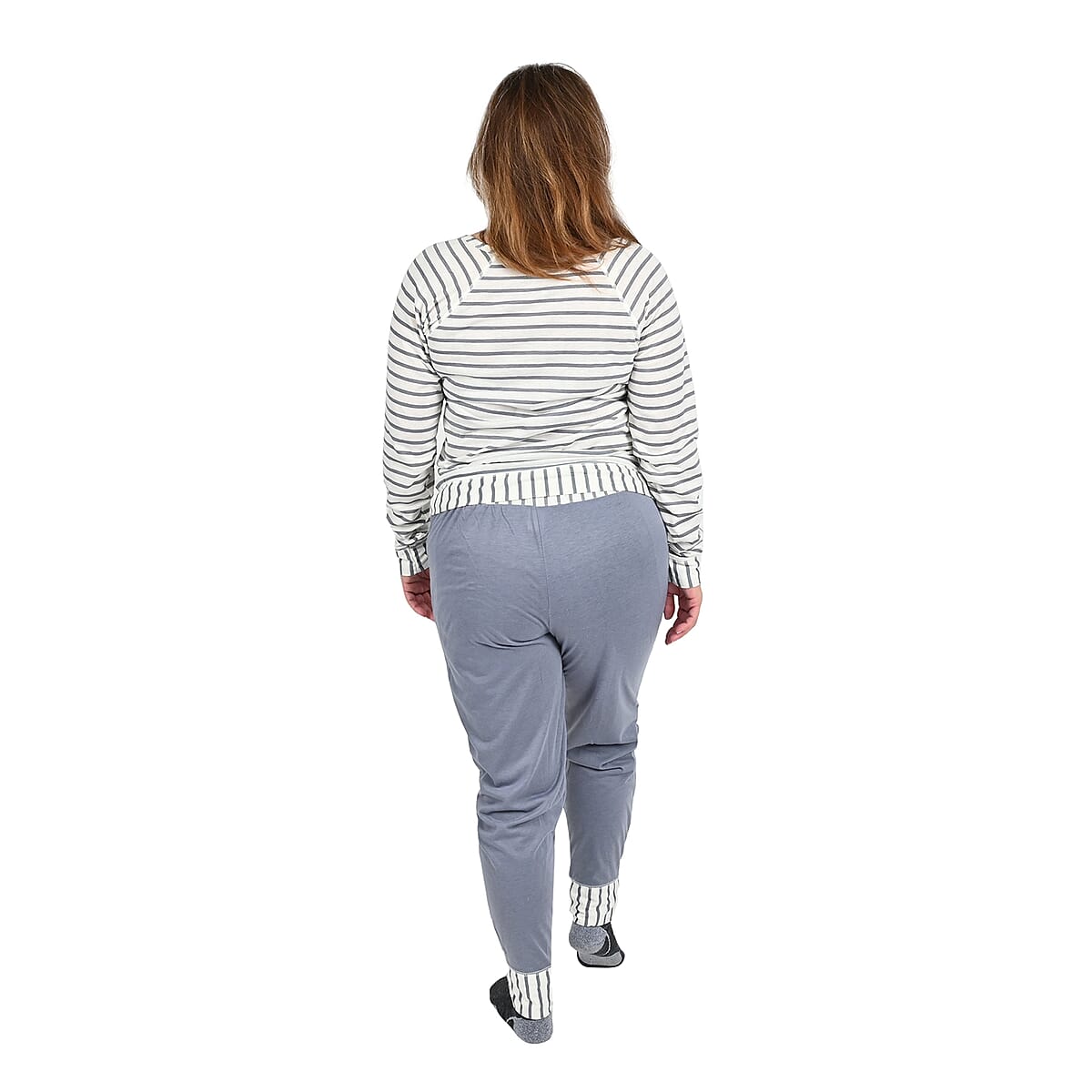 AMANDA PAIGE Gray Striped Pajama Set - XL image number 1