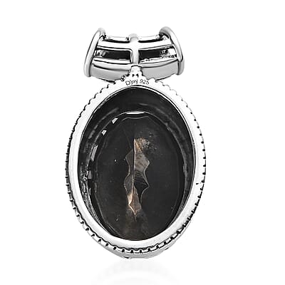 Artisan Crafted Elite Shungite and Sleeping Beauty Turquoise Pendant without Chain in Sterling Silver 8.75 ctw
