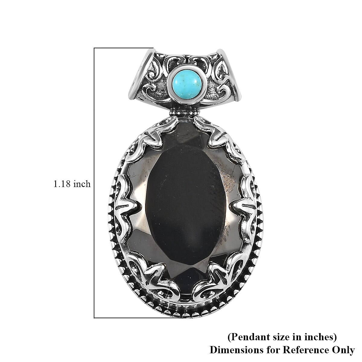 Artisan Crafted Elite Shungite and Sleeping Beauty Turquoise Pendant without Chain in Sterling Silver 8.75 ctw