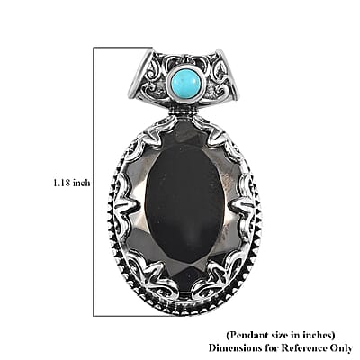 Artisan Crafted Elite Shungite and Sleeping Beauty Turquoise Pendant without Chain in Sterling Silver 8.75 ctw
