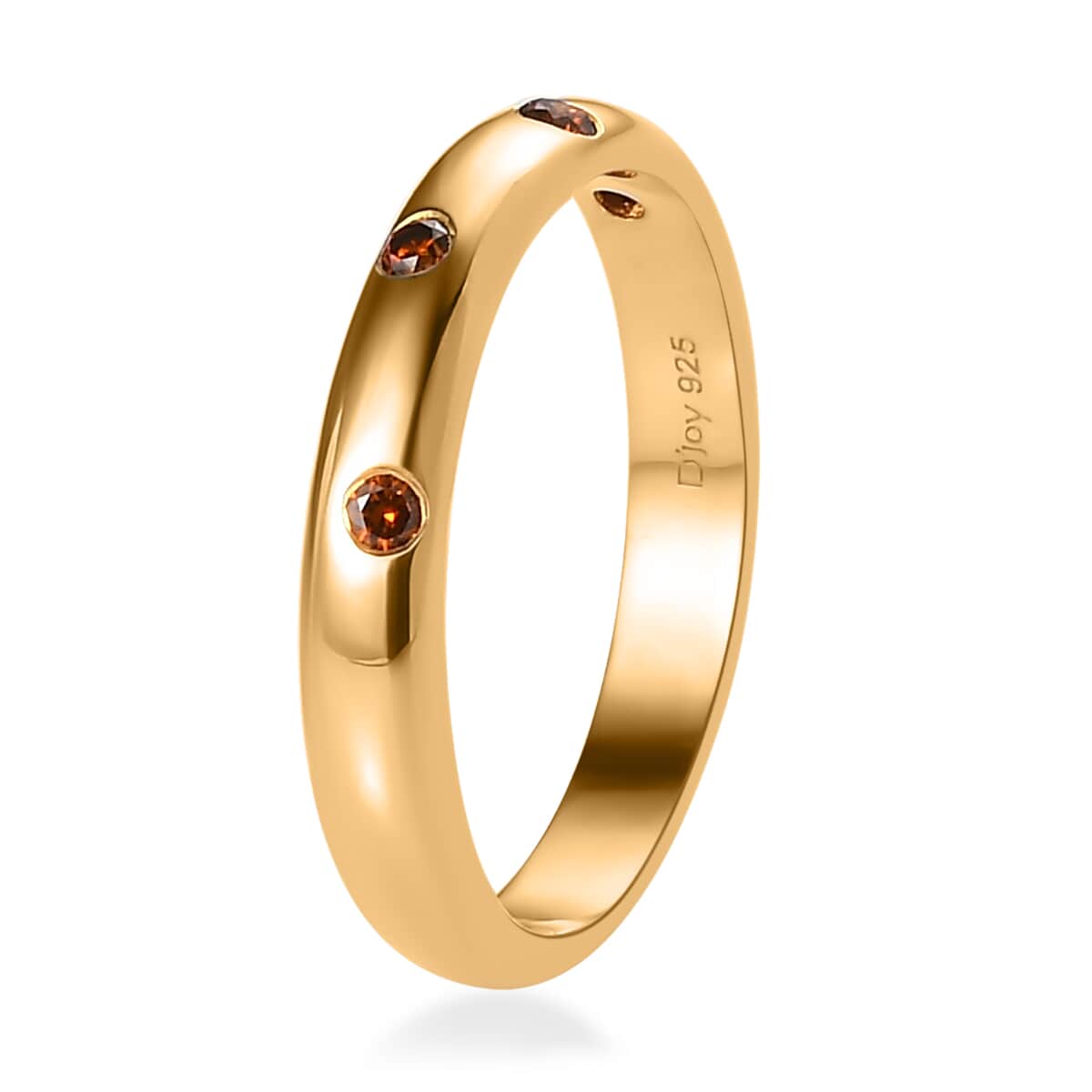 Orange Diamond Band Ring in Vermeil Yellow Gold Over Sterling Silver 0.10 ctw image number 3