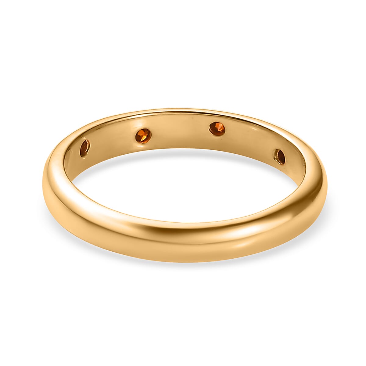 Orange Diamond Band Ring in Vermeil Yellow Gold Over Sterling Silver (Size 10.0) 0.10 ctw