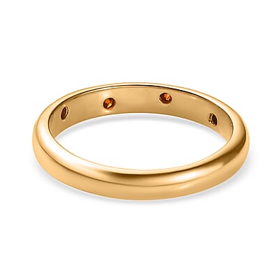 Orange Diamond Band Ring in Vermeil Yellow Gold Over Sterling Silver (Size 6.0) 0.10 ctw
