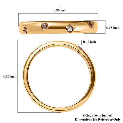 Orange Diamond Band Ring in Vermeil Yellow Gold Over Sterling Silver (Size 6.0) 0.10 ctw