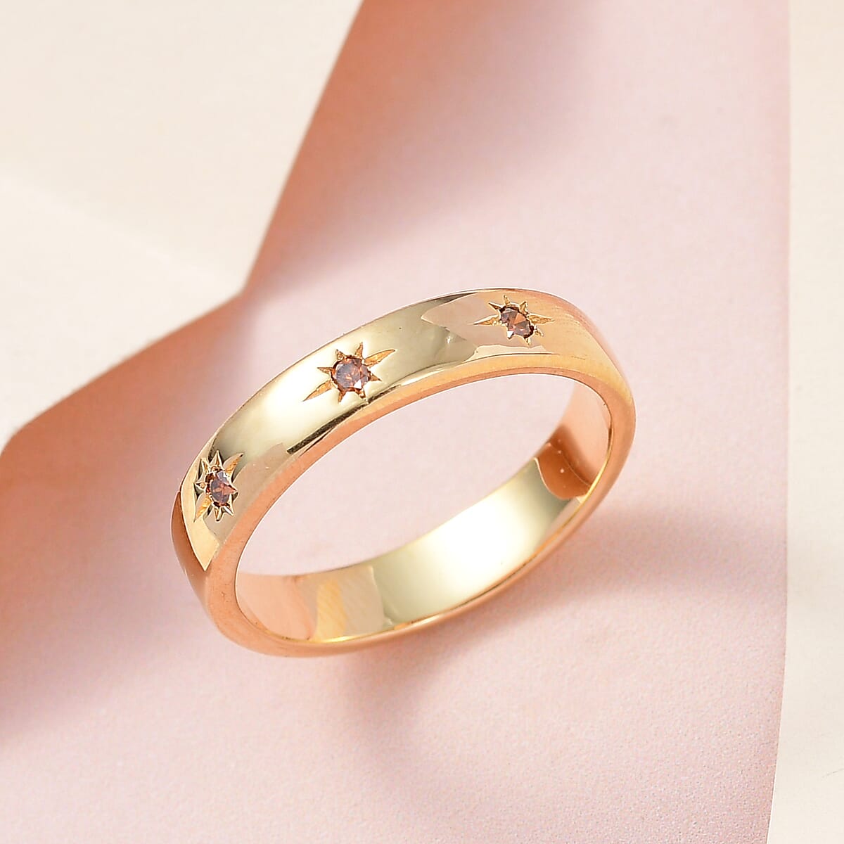 Orange Diamond Sparkle Band Ring in Vermeil Yellow Gold Over Sterling Silver (Size 6.0) 0.10 ctw image number 1