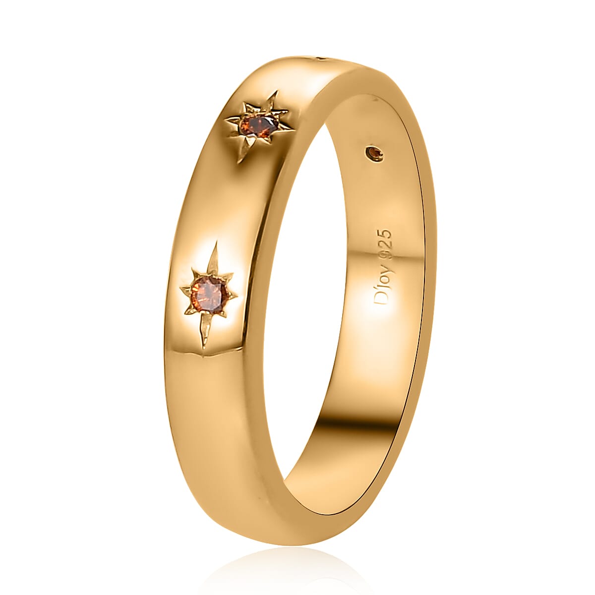 Orange Diamond Sparkle Band Ring in Vermeil Yellow Gold Over Sterling Silver (Size 6.0) 0.10 ctw image number 3