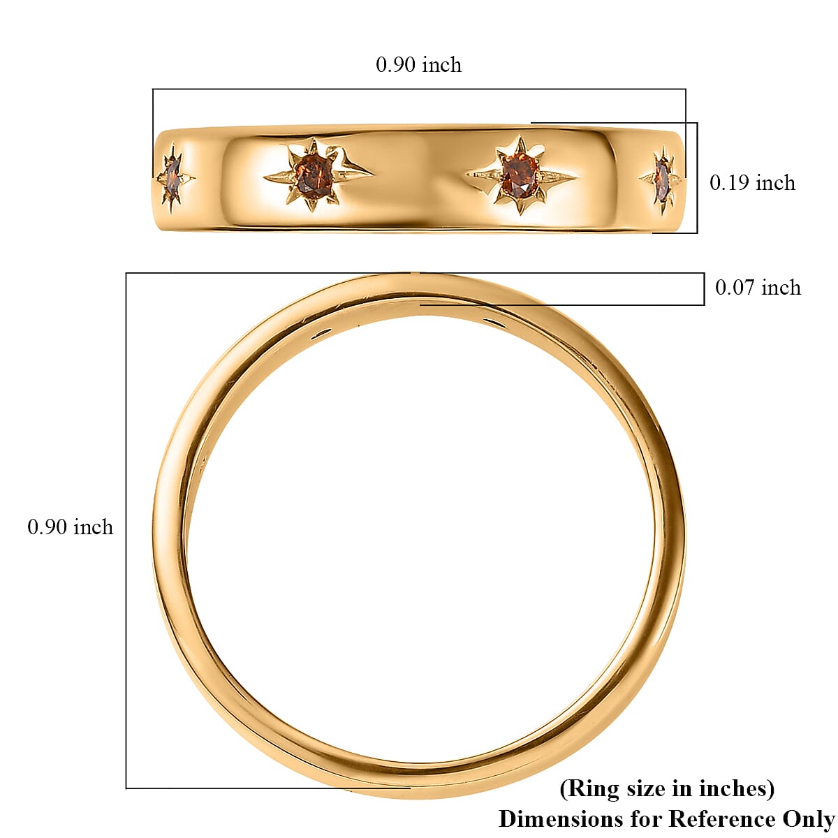 Orange Diamond Sparkle Band Ring in Vermeil Yellow Gold Over Sterling Silver (Size 6.0) 0.10 ctw image number 5