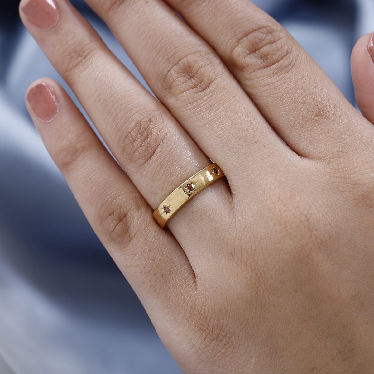 Buy Orange Diamond Sparkle Band Ring in Vermeil Yellow Gold Over