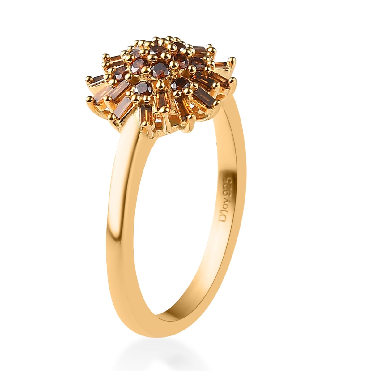 Orange Diamond Cluster Ring in Vermeil Yellow Gold Over Sterling Silver 0.50 ctw image number 3