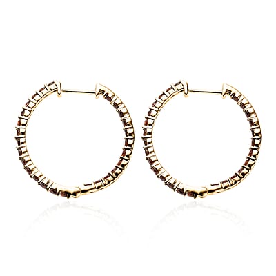 Luxoro 14K Yellow Gold Orange Diamond Hoop Earrings 2.00 ctw