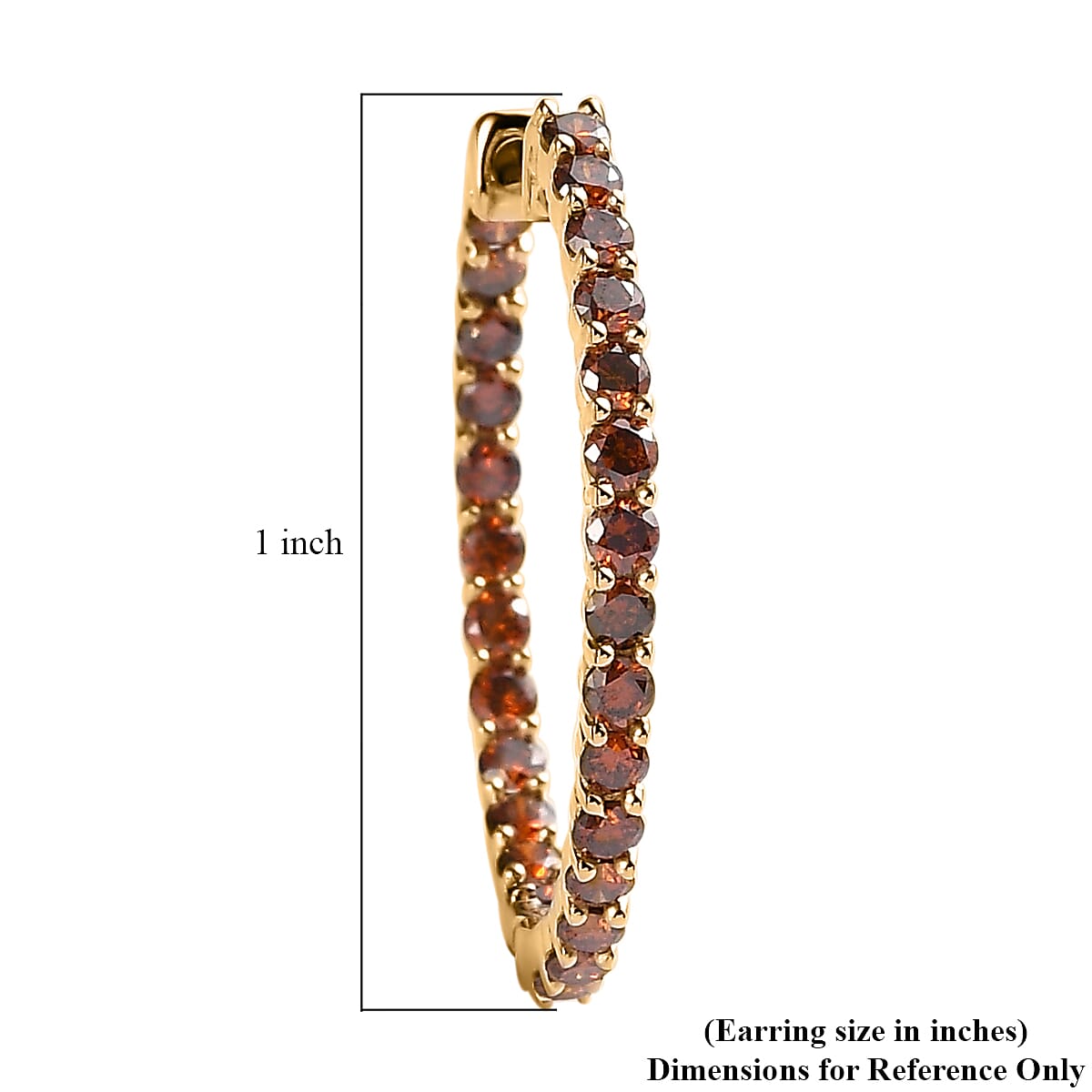 Luxoro 14K Yellow Gold Orange Diamond Hoop Earrings 2.00 ctw image number 4