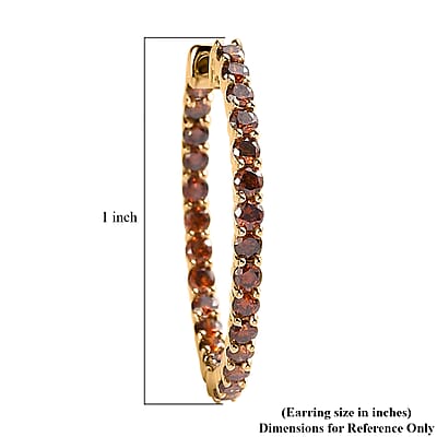 Luxoro 14K Yellow Gold Orange Diamond Hoop Earrings 2.00 ctw