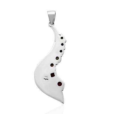 Sajen Silver Abalone Shell and Multi Gemstone Pendant in Sterling Silver 2.50 ctw