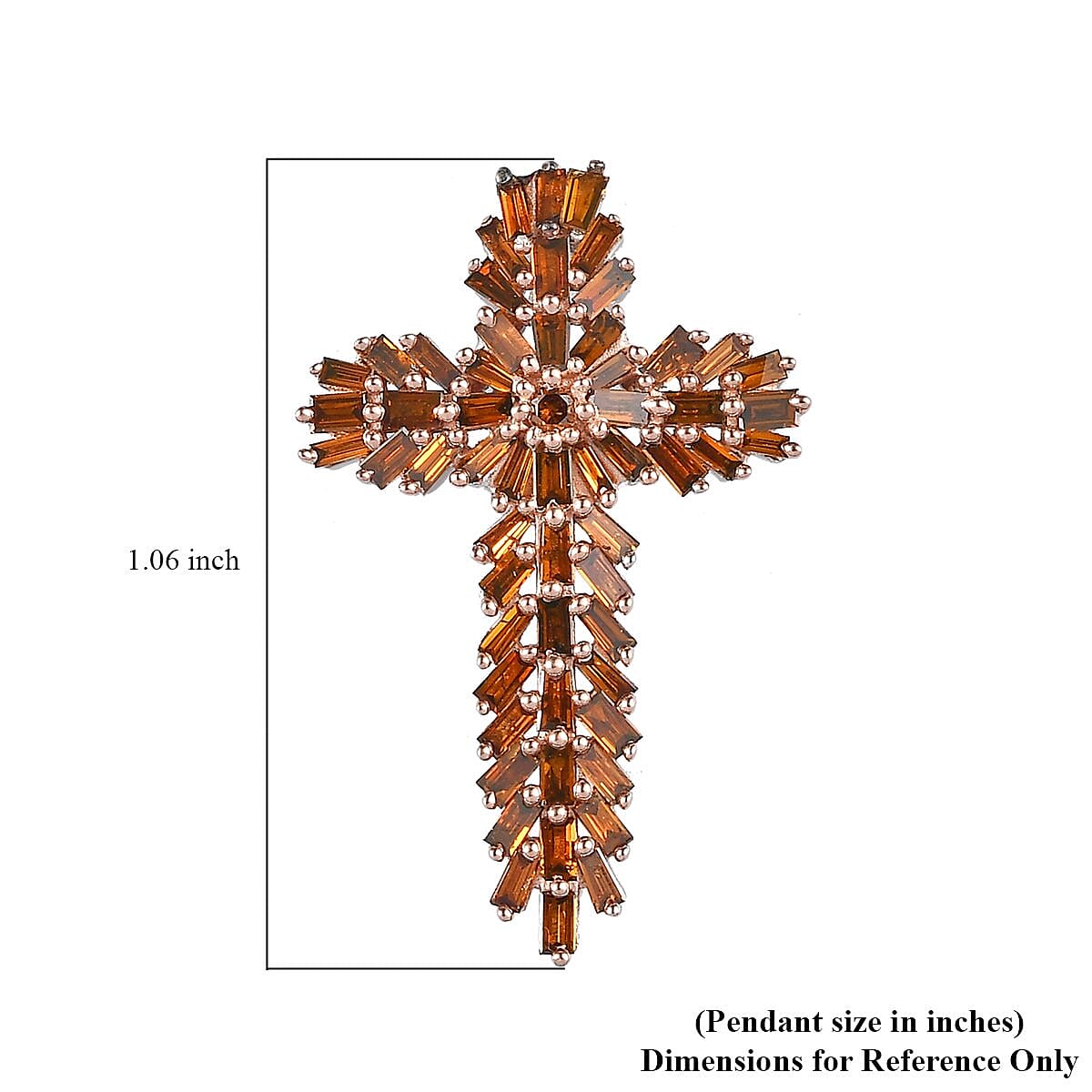 Orange Diamond Cross Pendant in Platinum Over Sterling Silver 1.00 ctw