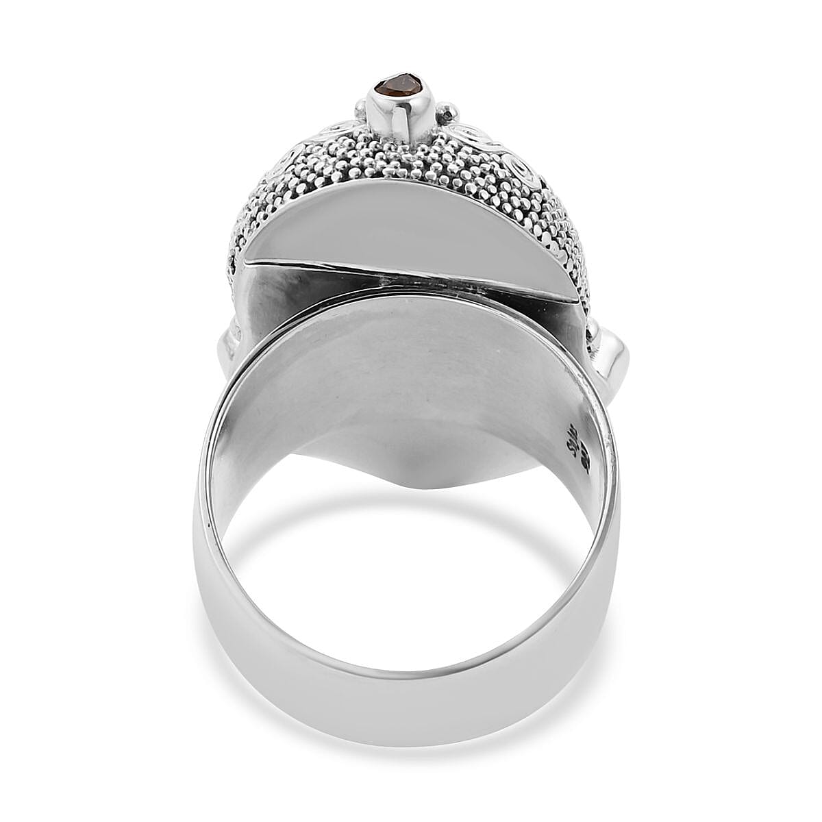 Sajen Silver Carved Bone, Baltic Amber and Multi Gemstone Ring in Sterling Silver (Size 6.0) 0.80 ctw image number 4