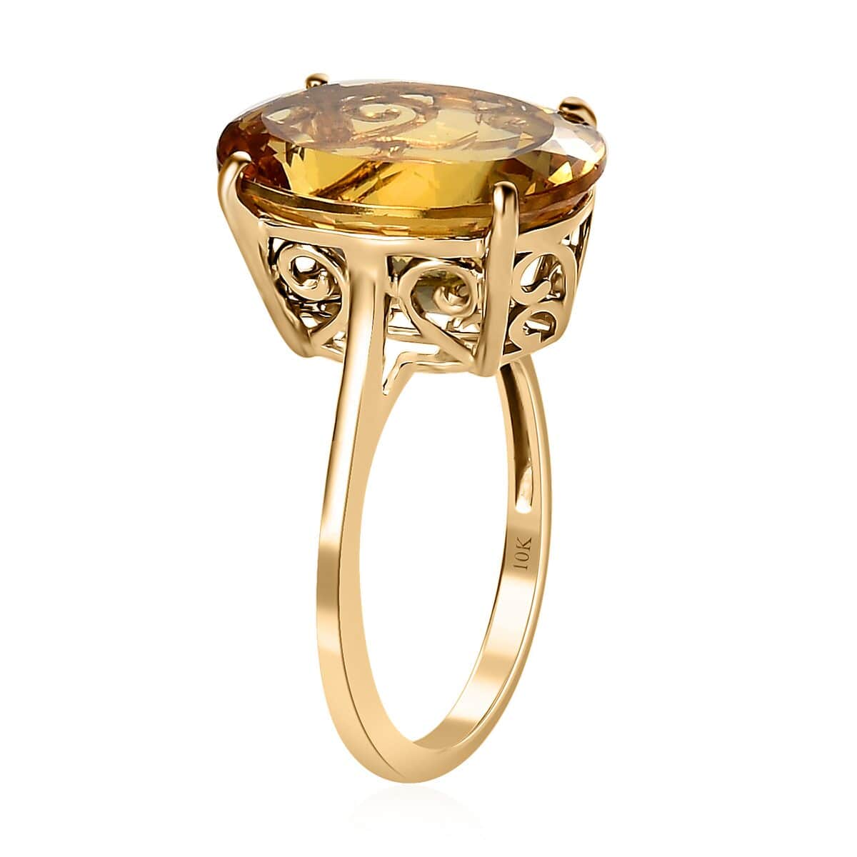 LUXORO 10K Yellow Gold Premium Brazilian Golden Apatite Solitaire Ring (Size 5.0) 2.30 Grams 11.10 ctw image number 3