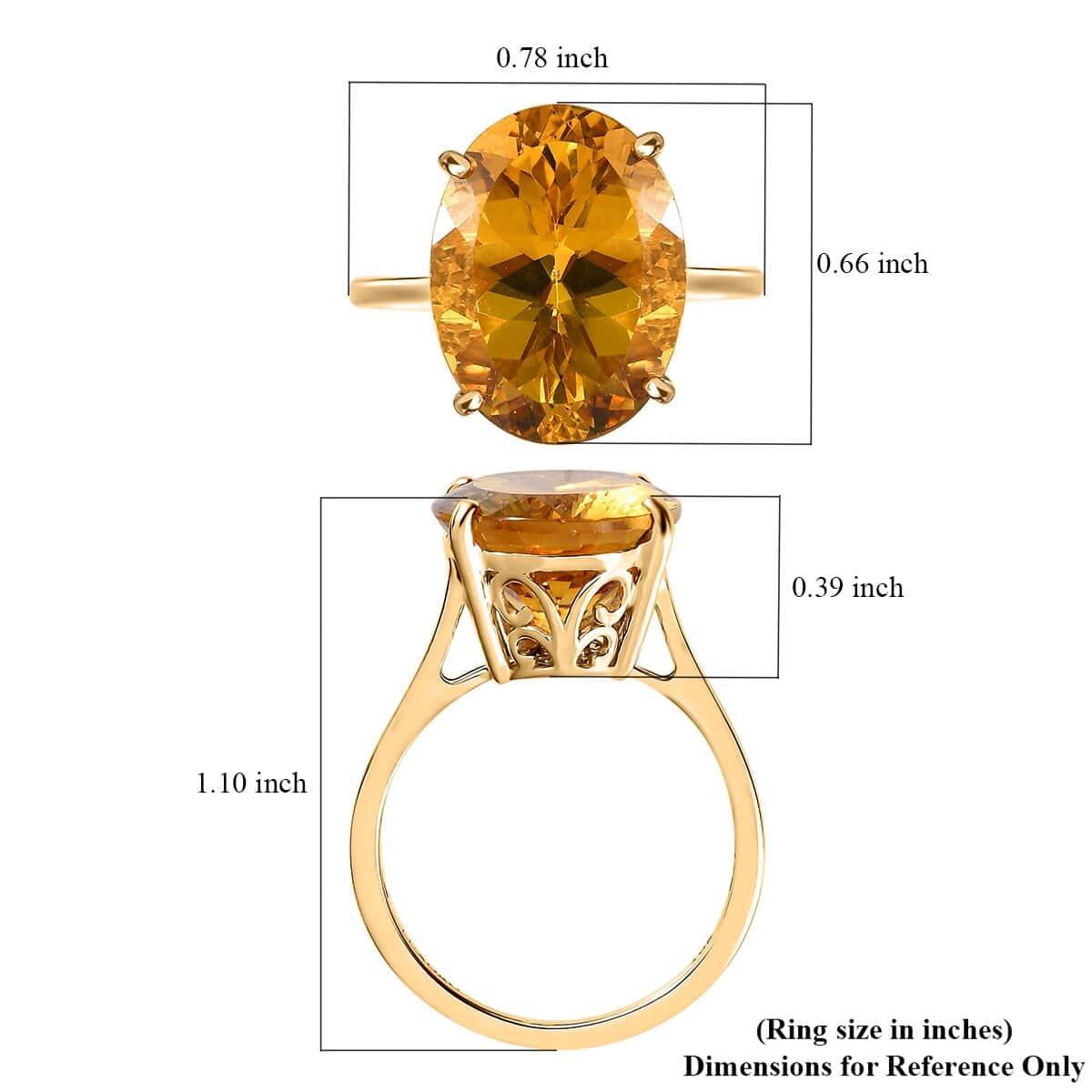 LUXORO 10K Yellow Gold Premium Brazilian Golden Apatite Solitaire Ring (Size 5.0) 2.30 Grams 11.10 ctw image number 5