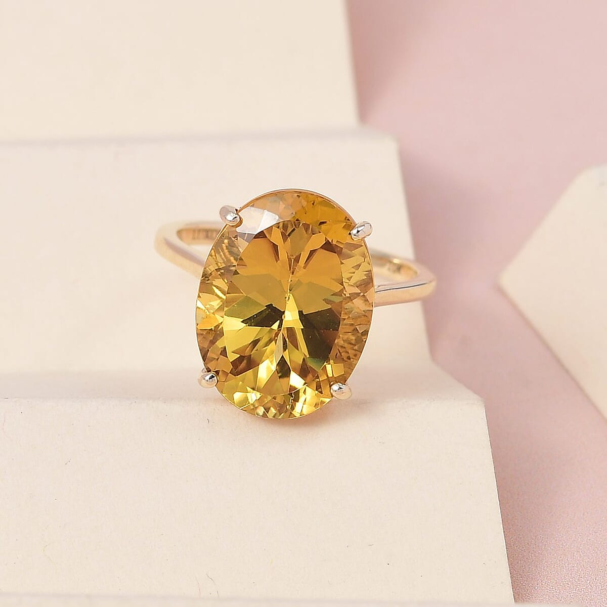 Luxoro 10K Yellow Gold Premium Brazilian Golden Apatite Solitaire Ring (Size 6.0) 9.75 ctw image number 1