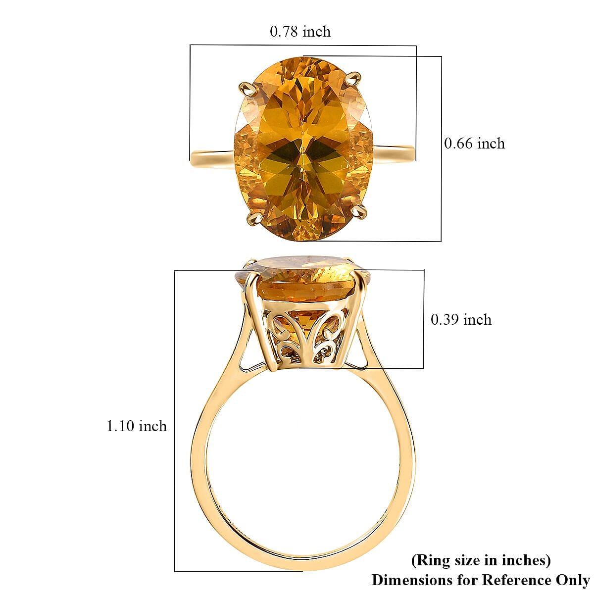 Luxoro 10K Yellow Gold Premium Brazilian Golden Apatite Solitaire Ring (Size 6.0) 9.75 ctw image number 5