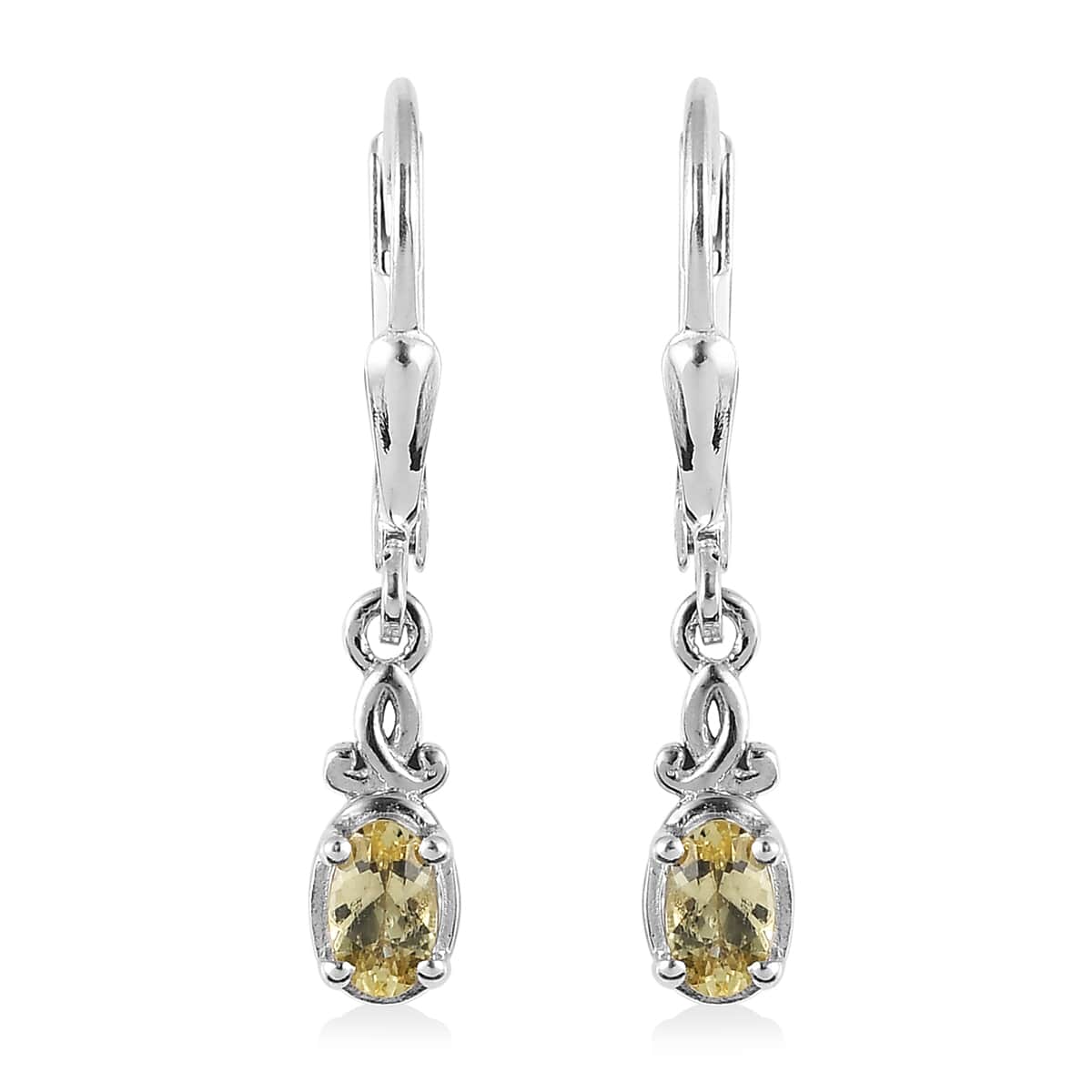 Brazilian Golden Apatite Lever Back Earrings in Platinum Over Sterling Silver 0.50 ctw image number 0